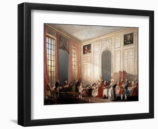 English Tea Party with the Prince of Conti at the Temple, 1766-Michel Barthelemy Ollivier-Framed Giclee Print