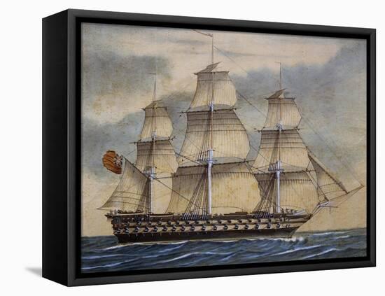 English Third-Rate Sailing Ship with 74 Guns in Genoa in April, 1849, Watercolor by Adene, 1858-null-Framed Premier Image Canvas