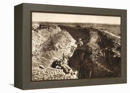 English Trench Between Bapaume and Arras (B/W Photo)-German photographer-Framed Premier Image Canvas