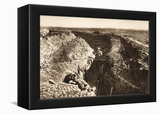 English Trench Between Bapaume and Arras (B/W Photo)-German photographer-Framed Premier Image Canvas