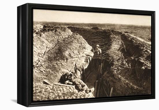 English Trench Between Bapaume and Arras (B/W Photo)-German photographer-Framed Premier Image Canvas