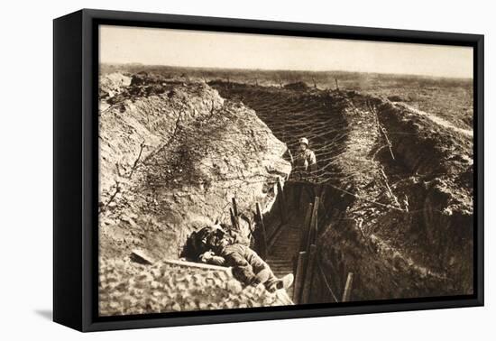 English Trench Between Bapaume and Arras (B/W Photo)-German photographer-Framed Premier Image Canvas
