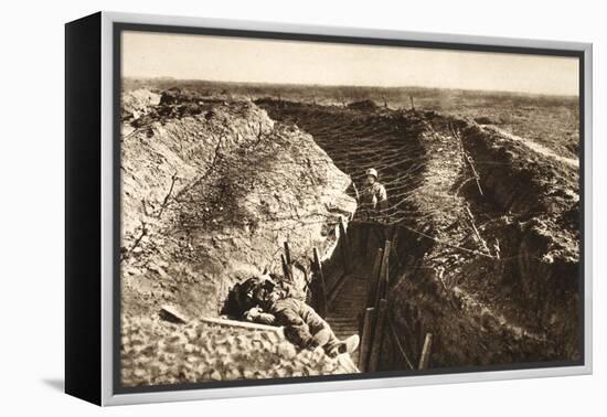 English Trench Between Bapaume and Arras (B/W Photo)-German photographer-Framed Premier Image Canvas