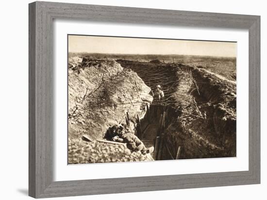 English Trench Between Bapaume and Arras (B/W Photo)-German photographer-Framed Giclee Print