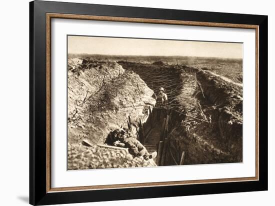 English Trench Between Bapaume and Arras (B/W Photo)-German photographer-Framed Giclee Print