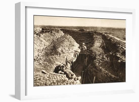 English Trench Between Bapaume and Arras (B/W Photo)-German photographer-Framed Giclee Print