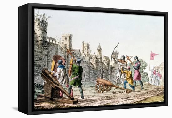 English Troops Attacking a French Town, Hundred Years War, 1337-1453-null-Framed Premier Image Canvas