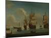 English Warships at Anchor in a Calm, Drying Sails, Early 18Th Century (Oil on Canvas)-Peter Monamy-Mounted Giclee Print