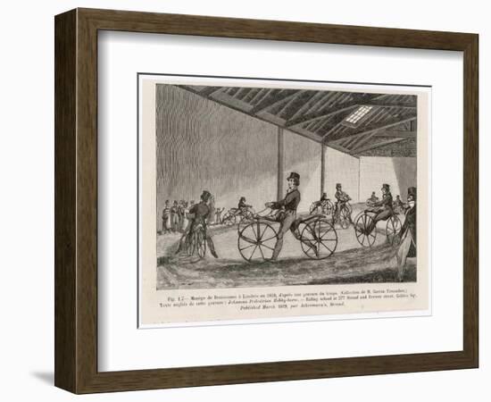 Englishmen Learn to Ride Johnson's Pedestrian Hobby Horse at the Riding School in the Strand London-null-Framed Art Print