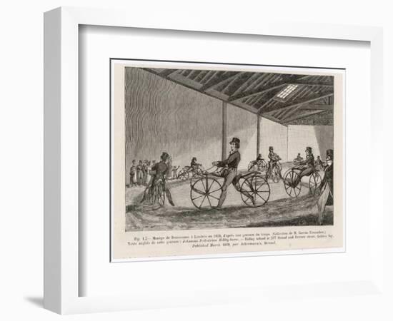 Englishmen Learn to Ride Johnson's Pedestrian Hobby Horse at the Riding School in the Strand London-null-Framed Art Print