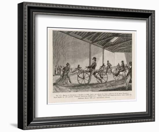 Englishmen Learn to Ride Johnson's Pedestrian Hobby Horse at the Riding School in the Strand London-null-Framed Art Print