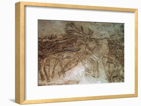 Engraved bone from Lortet, Hautes Pyrenees-Unknown-Framed Giclee Print