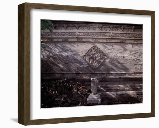 Engraved brickwork from the fourth courtyard at the Great Mosque in Xian-Werner Forman-Framed Giclee Print