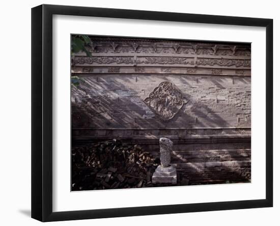 Engraved brickwork from the fourth courtyard at the Great Mosque in Xian-Werner Forman-Framed Giclee Print