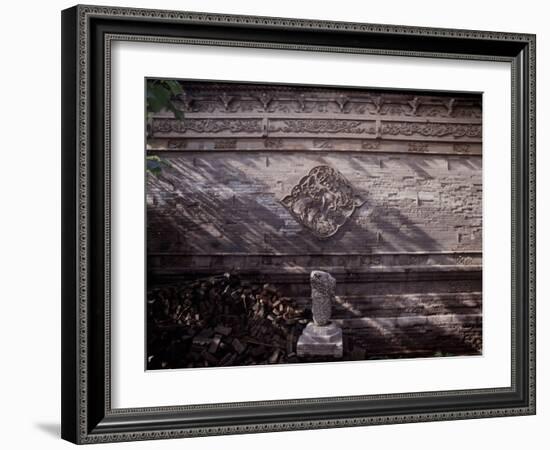 Engraved brickwork from the fourth courtyard at the Great Mosque in Xian-Werner Forman-Framed Giclee Print