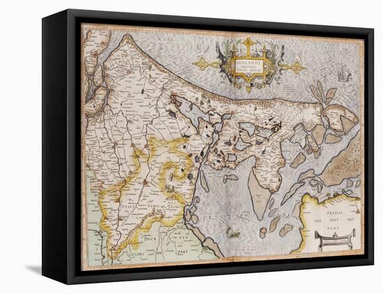 Engraved, Hand Colored Map of Holland, 1595-Gerardus Mercator-Framed Premier Image Canvas