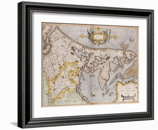 Engraved, Hand Colored Map of Holland, 1595-Gerardus Mercator-Framed Giclee Print