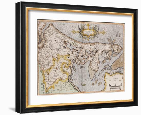 Engraved, Hand Colored Map of Holland, 1595-Gerardus Mercator-Framed Giclee Print