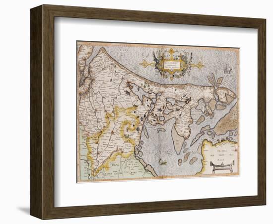 Engraved, Hand Colored Map of Holland, 1595-Gerardus Mercator-Framed Giclee Print