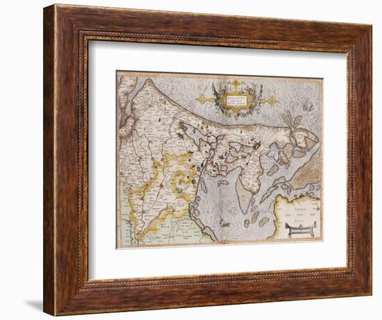 Engraved, Hand Colored Map of Holland, 1595-Gerardus Mercator-Framed Giclee Print