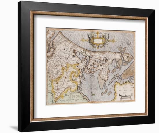 Engraved, Hand Colored Map of Holland, 1595-Gerardus Mercator-Framed Giclee Print