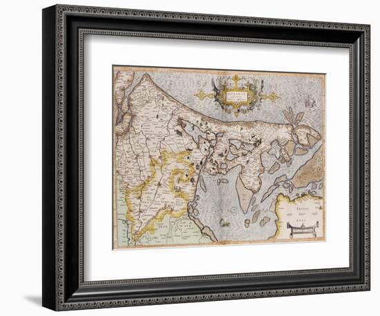 Engraved, Hand Colored Map of Holland, 1595-Gerardus Mercator-Framed Giclee Print