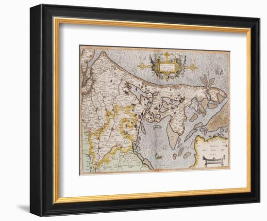 Engraved, Hand Colored Map of Holland, 1595-Gerardus Mercator-Framed Giclee Print