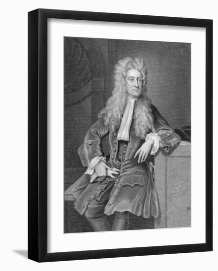 Engraved Portrait of Sir Isaac Newton-null-Framed Giclee Print