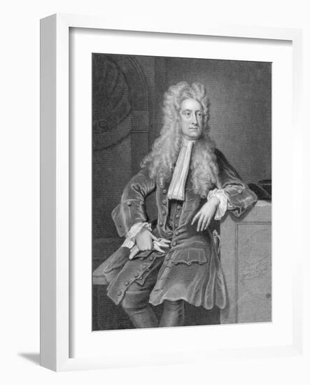 Engraved Portrait of Sir Isaac Newton-null-Framed Giclee Print