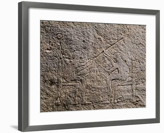 Engraved Stela Depicting Two Seated Figures, Apulia, Italy, Detail-null-Framed Giclee Print