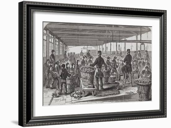 Engraving Depicting Serving of Dinner in the Oakum-Room of the Boys' Prison at Tothill Fields-null-Framed Giclee Print