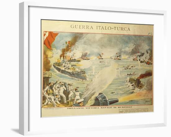 Engraving Depicting the Shelling of Kufindah, Italo Turkish War, Libia, 1911-12-null-Framed Giclee Print