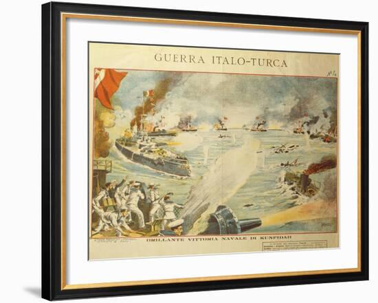 Engraving Depicting the Shelling of Kufindah, Italo Turkish War, Libia, 1911-12-null-Framed Giclee Print