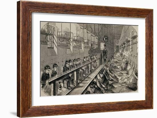 Engraving Depicting the Workshop under the "Silent System" at Millbank Prison-null-Framed Giclee Print