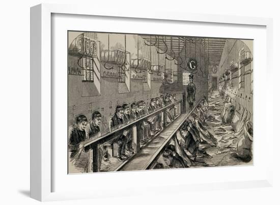 Engraving Depicting the Workshop under the "Silent System" at Millbank Prison-null-Framed Giclee Print