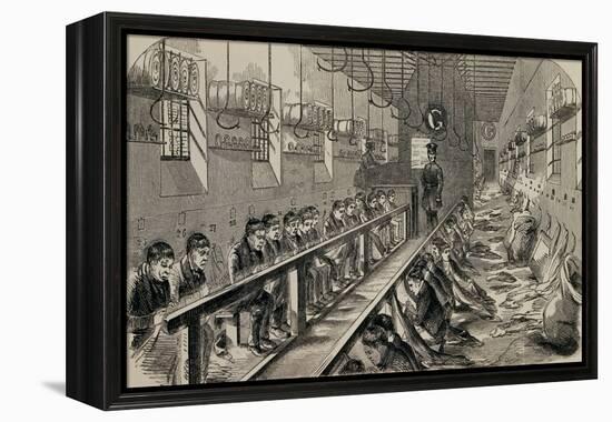 Engraving Depicting the Workshop under the "Silent System" at Millbank Prison-null-Framed Premier Image Canvas