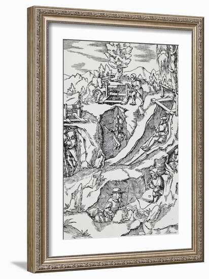 Engraving from De Re Metallica-null-Framed Giclee Print