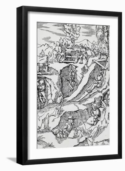 Engraving from De Re Metallica-null-Framed Giclee Print