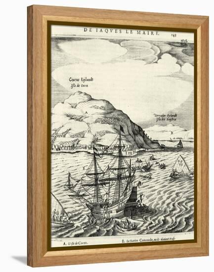 Engraving from the Journal of Jacob Le Maire Depicting the Arrival at the Cocos Islands, Tonga-null-Framed Premier Image Canvas