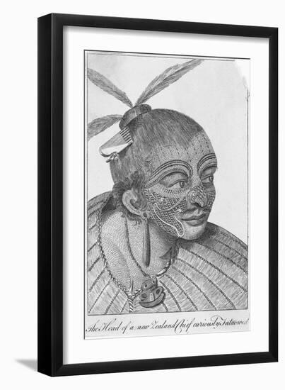 Engraving of a Maori Chieftain-null-Framed Giclee Print