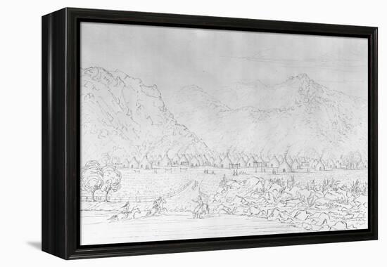 Engraving of a Pawnee Village after George Catlin-null-Framed Premier Image Canvas