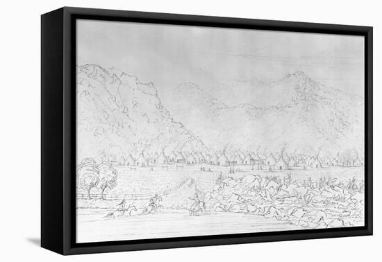 Engraving of a Pawnee Village after George Catlin-null-Framed Premier Image Canvas