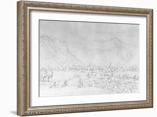 Engraving of a Pawnee Village after George Catlin-null-Framed Giclee Print