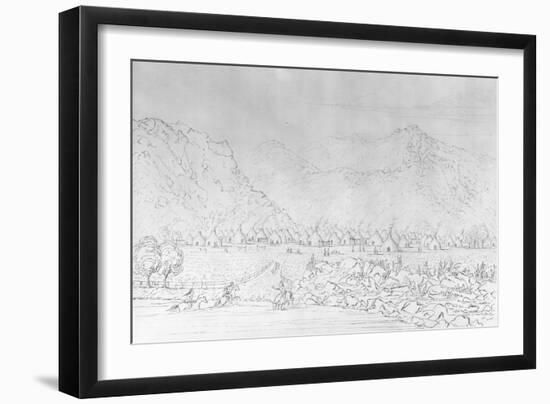 Engraving of a Pawnee Village after George Catlin-null-Framed Giclee Print