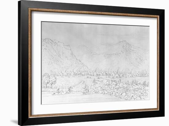 Engraving of a Pawnee Village after George Catlin-null-Framed Giclee Print