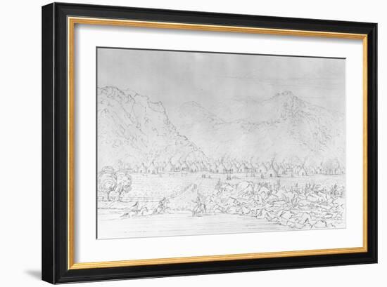 Engraving of a Pawnee Village after George Catlin-null-Framed Giclee Print