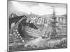 Engraving of a Ship Launch at the Chatham Royal Dockyard-null-Mounted Giclee Print