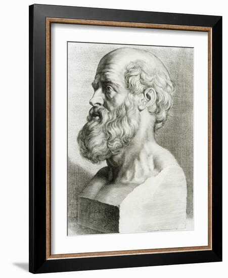 Engraving of Bust of Hippocrates-National Library of Medicine-Framed Photographic Print