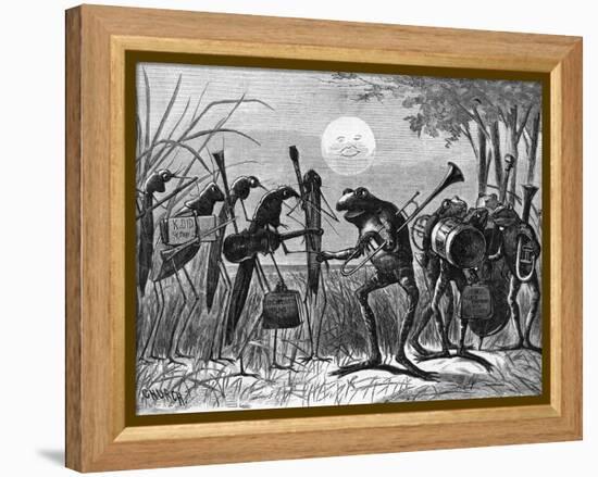 Engraving of Frog and Insect Musicians-null-Framed Premier Image Canvas