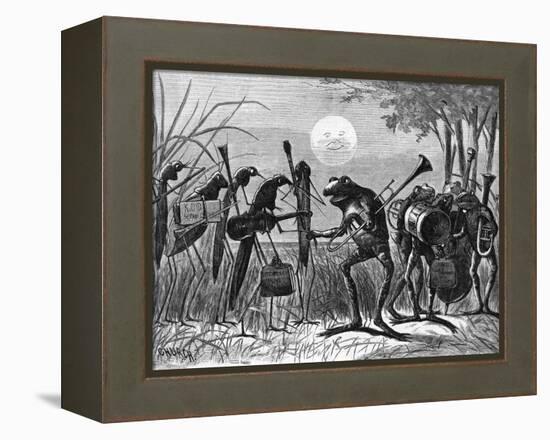 Engraving of Frog and Insect Musicians-null-Framed Premier Image Canvas